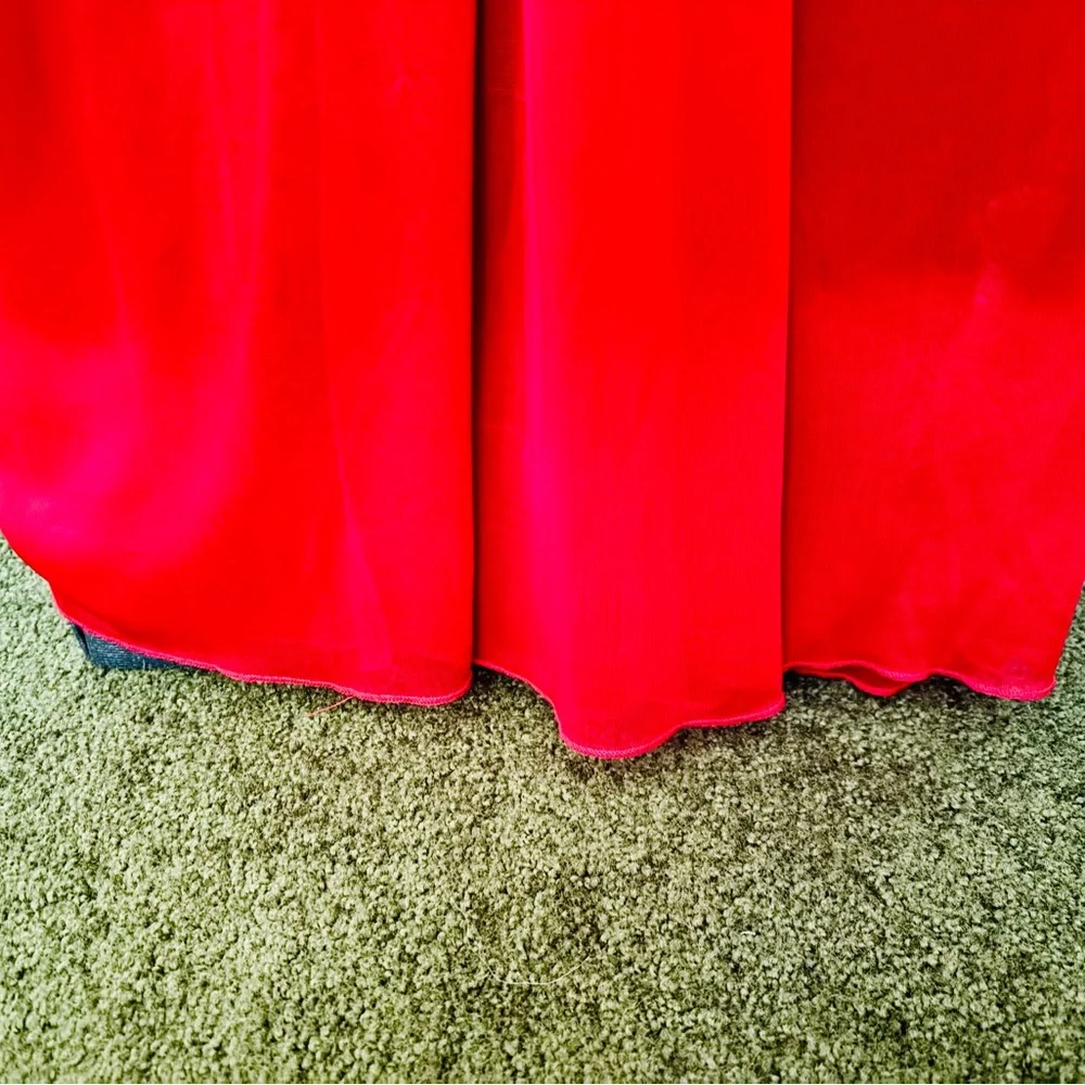 Vintage Y2K Cherry Red Maxi Halter Dress with Rhinestone Accents, Formal Gown - Picture 7 of 7